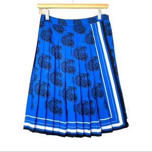 Banana Republic Blue Pleated Paisley Print Faux Wrap Midi Skirt Size 2 Petite